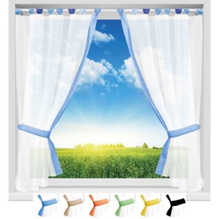 Gardinenset mit Schlaufen "Skyline" Landhausstil 140x120 cm - Blau