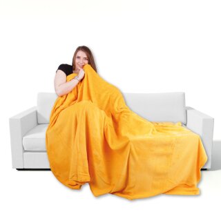 Kuscheldecke Tagesdecke XXXL ca. 290g/m² ( hellorange / 220x240cm )