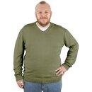 Pullover V Neck Übergrößen oliv - khaki - uni ( 4XL )