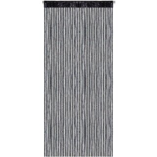 Fadenvorhang Metall-Optik Fadengardine Lurex Universalband 140x250 cm (140x250 cm/ schwarz)