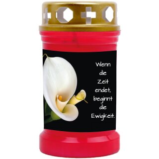 Grabkerze Rot 40h ( Deckel Gold ) - Calla