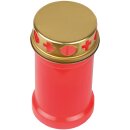 Grabkerze Rot 40h ( Deckel Gold ) - Rose Ranke