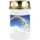 Grabkerze Weiß 48h ( Deckel Gold ) - Regenbogen 2