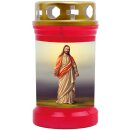 Grabkerze Rot 40h ( Deckel Gold ) - Jesus