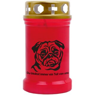 Grabkerze Rot 40h ( Deckel Gold ) - Mops