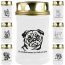 Grabkerze Weiß 48h ( Deckel Gold ) - Mops