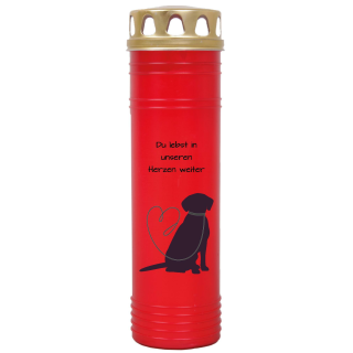 Grablicht ( Rot ) Grabkerze ca. 100h Brenndauer - Hunde 1
