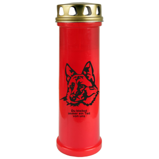 Grablicht ( Rot ) Grabkerze ca. 100h Brenndauer - Hunde 2