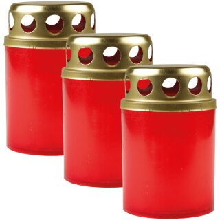 Stundenbrenner 3er Pack 18h Rot ( Deckel gold )