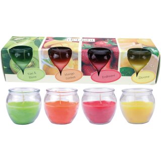 Duftkerzen im Glas "Selection" Fruits 4er-Pack