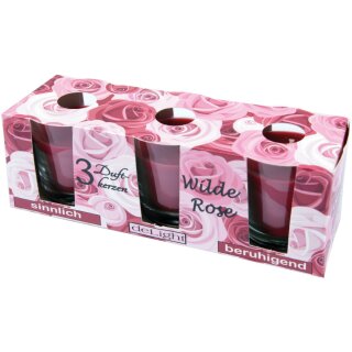 Duftkerzen "Classic" - Kerzen im  3er Pack - Wilde Rose