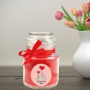 Duftkerze Bonbon-Glas im Design: Comic, Rose ( Rot ) - 120g