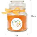 Duftkerze Bonbon-Glas im Design: Herzen, Honigmelone ( Orange ) - 120g