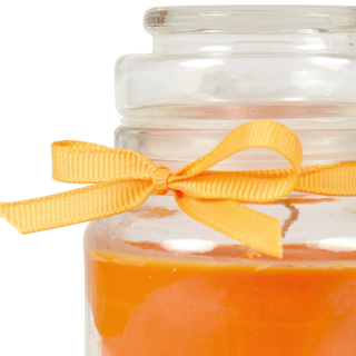 Duftkerze Bonbon-Glas im Design: Viel Glück, Honigmelone ( Orange ) - 120g