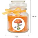 Duftkerze Bonbon-Glas im Design: Viel Glück, Honigmelone ( Orange ) - 120g