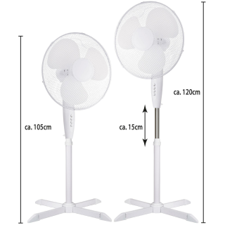Standventilator 125cm, 40cm ( Schwarz / Wei )