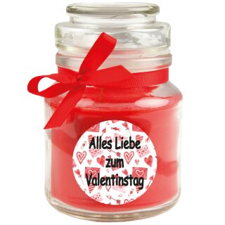 Duftkerze im Glas - Valentinstag Bonbon 120gr ( 30h ) Alles Liebe