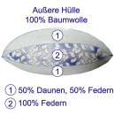 Kopfkissen 40x80 cm - 3 Kammer ( 50% Daune )