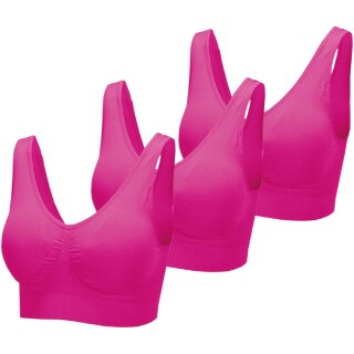 Seamless Komfort BH "mit Polster" 3er Pack - S/M - Pink