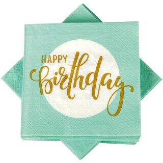 Servietten 33x33cm, 1/4 Falz, 3-lagig, 20er Pack - Happy Birthday