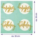 Servietten 33x33cm, 1/4 Falz, 3-lagig, 20er Pack - Happy Birthday