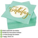 Servietten 33x33cm, 1/4 Falz, 3-lagig, 20er Pack - Happy Birthday