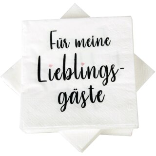 Servietten 33x33cm, 1/4 Falz, 3-lagig, 20er Pack - Lieblingsgäste