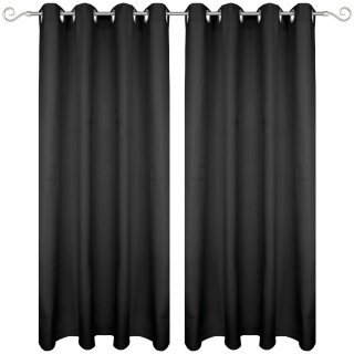 Dekoschal Ellen Ösen Blickdicht 2er Pack - 140x145 cm Schwarz