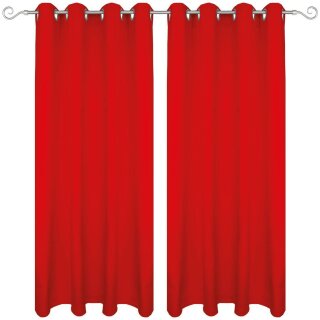 Dekoschal Ellen Ösen Blickdicht 2er Pack - 140x145 cm Rot