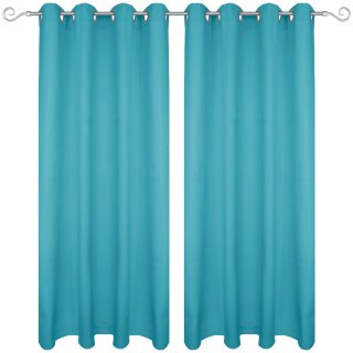 Dekoschal Ellen Ösen Blickdicht 2er Pack - 140x245 cm Türkis