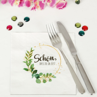 Servietten 33x33cm ( Schn das du da bist ), 1/4 Falz, 3-lagig, 40/80/120er Pack