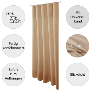 Dekoschal Ellen Universalband Blickdicht 2er Pack - 140x145 cm Sandgrau