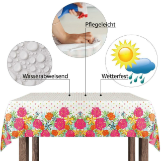 Tischdecke wasserabweisend 138x220cm Blumenmotiv