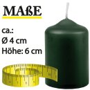 Stumpenkerzen Ø4cm x 6cm - 6er Pack - Dunkelgrün