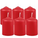 Stumpenkerzen Ø4cm x 6cm - 6er Pack - Rot