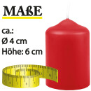 Stumpenkerzen Ø4cm x 6cm - 6er Pack - Rot