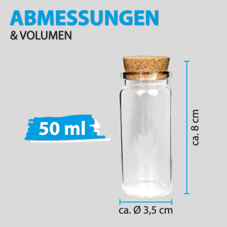 Flschchen Glas mit Korken Set, ( 50ml ) 8cm 2er