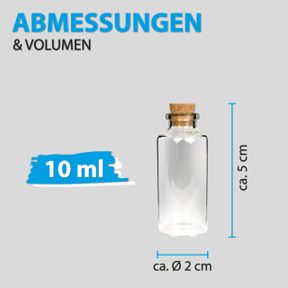Flschchen Glas mit Korken Set, ( 10ml ) 5cm