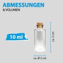 Fläschchen Glas mit Korken Set, ( 10ml ) 5cm - 4er Pack