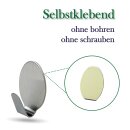 Wandhaken Edelstahl selbstklebend, Oval - 6er Set