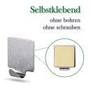 Wandhaken Edelstahl, selbstklebend, Quadrat - 4er Set