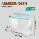 Frischhaltebox Schüttdose 1,4 Liter - 2er Pack ( 2 Stück ) Türkis