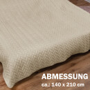 Bett- und Sofaüberwurf - Tagesdecke - 140cm x 210cm - Creme