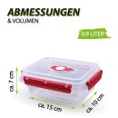 Frischhaltebox mit Deckel - Fresh System 0,9 Liter - Lunchbox - Rot