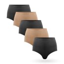 Damen Hüftslip 5er Pack - Schwarz / Beige L / 44-46