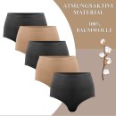 Damen Hüftslip 5er Pack - Schwarz / Beige 2XL / 52-54