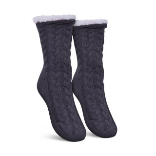 Hüttensocken "Zopfmuster" - Grau - 36-42 - ( 1 Paar )