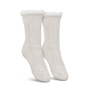 Hüttensocken "Zopfmuster" - Weiß - 36-42 - ( 1 Paar )