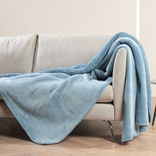 Kuscheldecke "Teddy Fleece" Sherpa/Flanell, 150x200cm Blau