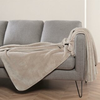 Kuscheldecke "Teddy Fleece" Sherpa/Flanell, 150x200cm Beige